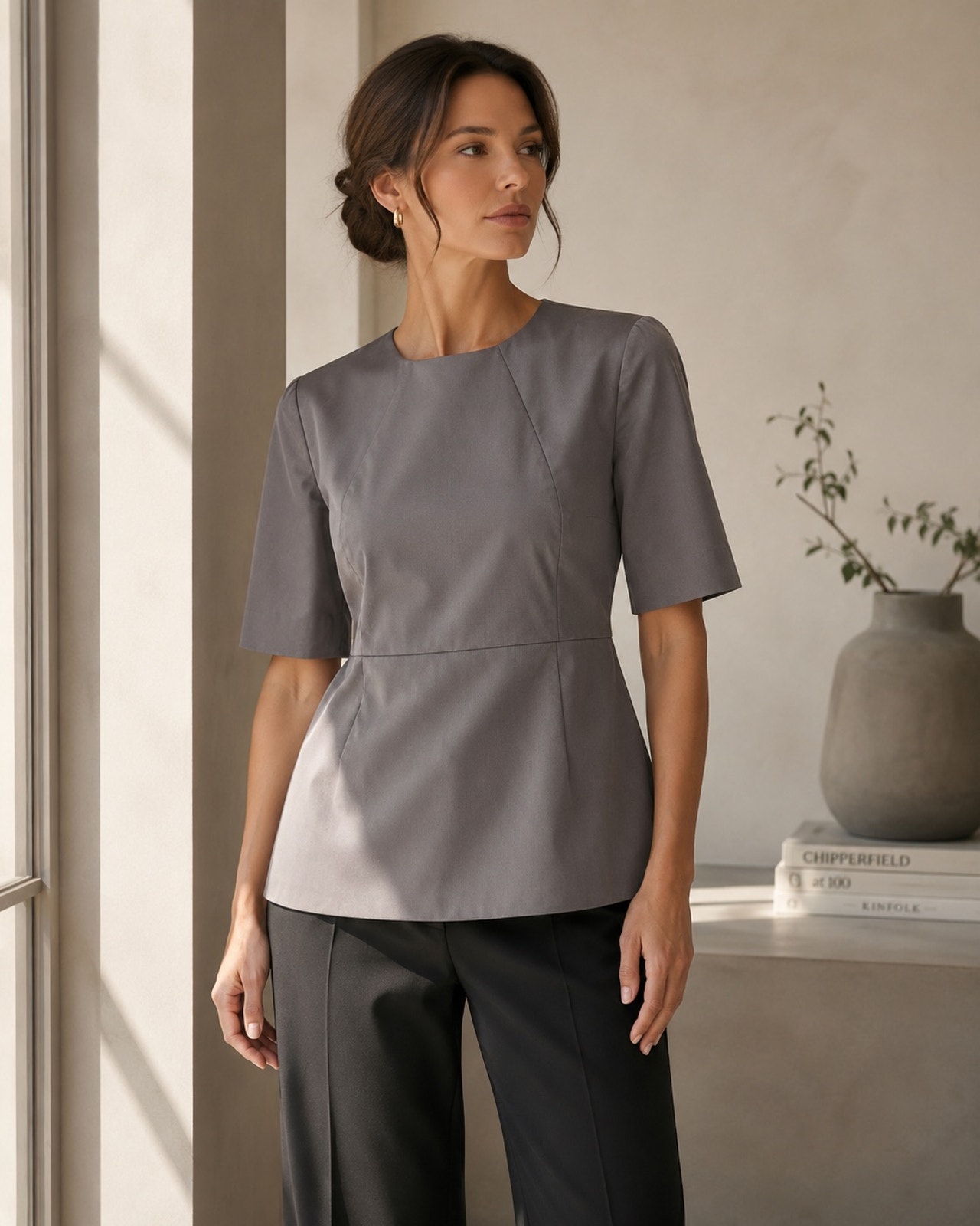 Marni Gray Structured Boxy Designer Top Size 42 M Made In Italy